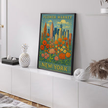 New York Flower Market Poster, Wall Decor, United States Floral Illustration, Botanical Gallery Wall Art, Gift For Friend, Travel Poster
