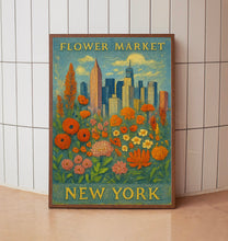 New York Flower Market Poster, Wall Decor, United States Floral Illustration, Botanical Gallery Wall Art, Gift For Friend, Travel Poster