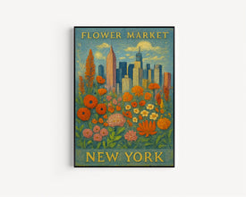 New York Flower Market Poster, Wall Decor, United States Floral Illustration, Botanical Gallery Wall Art, Gift For Friend, Travel Poster