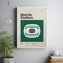 New York Jets Poster, NY MetLife Stadium Print, Mid Century Modern Football Poster, Spo-AR38F1