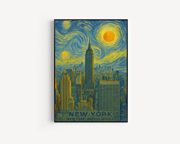 New York Poster Print, New York Travel Poster, New York Van Gogh Style Wall Art, New York, New York, United States