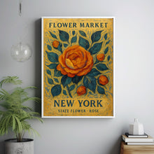 New York State Flower Print, 1960_s Rose Art, New York Flower Market Wall Art, Neutral Pastel Botanical Décor, C31-62