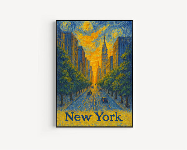 New York, USA Cityscape Digital Download City Road Art, Building Clock Tower View, Sunrise Digital File, Animated Urban Scene