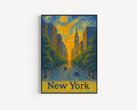 New York, USA Cityscape Digital Download City Road Art, Building Clock Tower View, Sunrise Digital File, Animated Urban Scene