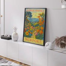 Newport Flower Market Poster, Wall Decor, Rhode Island Floral Illustration, Botanical Gallery Wall Art, Gift For Friend, Travel Poster