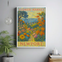 Newport Flower Market Poster, Wall Decor, Rhode Island Floral Illustration, Botanical Gallery Wall Art, Gift For Friend, Travel Poster