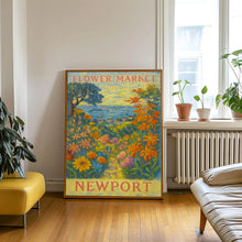Newport Flower Market Poster, Wall Decor, Rhode Island Floral Illustration, Botanical Gallery Wall Art, Gift For Friend, Travel Poster