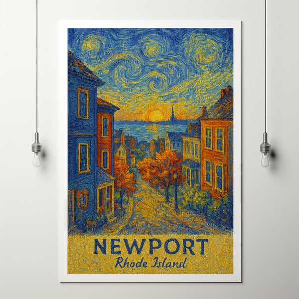 Newport Travel Print Wall Art, Newport - Rhode Island City Print, Newport Travel Gift, Newport City Poster, Van Gogh style Travel Gift