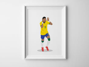 Neymar Junior Hand Drawn Poster, Brazilian Athlete Neymar JR, Football Illustration 1551182391