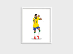 Neymar Junior Hand Drawn Poster, Brazilian Athlete Neymar JR, Football Illustration 1551182391