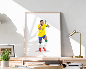 Neymar Junior Hand Drawn Poster, Brazilian Athlete Neymar JR, Football Illustration 1551182391