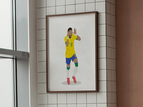 Neymar Junior Hand Drawn Poster, Brazilian Athlete Neymar JR, Football Illustration 1551182391