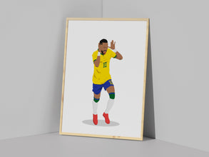 Neymar Junior Hand Drawn Poster, Brazilian Athlete Neymar JR, Football Illustration 1551182391