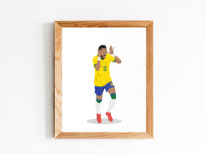 Neymar Junior Hand Drawn Poster, Brazilian Athlete Neymar JR, Football Illustration 1551182391