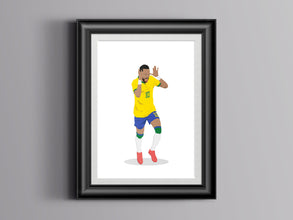 Neymar Junior Hand Drawn Poster, Brazilian Athlete Neymar JR, Football Illustration 1551182391
