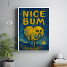 Nice Bum Bathroom Print, Fun Bathroom Toilet Humour, En Suite Print, Retro Minimalist Fun Character Print, Typography, Cheeky, 90s Trendy