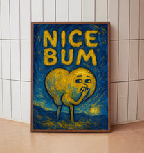 Nice Bum Bathroom Print, Fun Bathroom Toilet Humour, En Suite Print, Retro Minimalist Fun Character Print, Typography, Cheeky, 90s Trendy