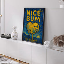 Nice Bum Bathroom Print, Fun Bathroom Toilet Humour, En Suite Print, Retro Minimalist Fun Character Print, Typography, Cheeky, 90s Trendy