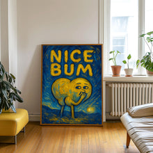 Nice Bum Bathroom Print, Fun Bathroom Toilet Humour, En Suite Print, Retro Minimalist Fun Character Print, Typography, Cheeky, 90s Trendy