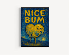 Nice Bum Bathroom Print, Fun Bathroom Toilet Humour, En Suite Print, Retro Minimalist Fun Character Print, Typography, Cheeky, 90s Trendy