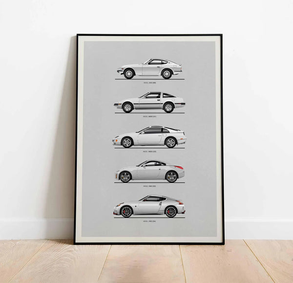 Nissan Poster, Nissan Z Evolution Print, Car Poster, Garage Decor, Gift For Him, Kids Room Decor, Gift For Car Enthusiast