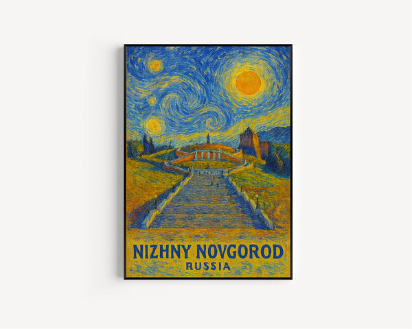 Nizhny Novgorod Poster Print, Nizhny Novgorod Travel Poster, Nizhny Novgorod Van Gogh Style Wall Art, Nizhny Novgorod, Russia