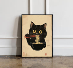 Noodle Black Cat Poster, Ramen Noodles Art, Kitchen Wall Art, Japanese cat print, Cat Lovers Gift, Japanese VIntage Wall Art Tokyo Art Print 1751367990 7230