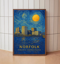 Norfolk Poster Print, Norfolk Travel Poster, Norfolk Van Gogh Style Wall Art, Norfolk, Virginia, United States