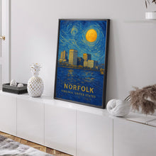 Norfolk Poster Print, Norfolk Travel Poster, Norfolk Van Gogh Style Wall Art, Norfolk, Virginia, United States