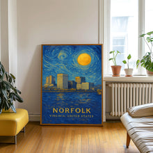 Norfolk Poster Print, Norfolk Travel Poster, Norfolk Van Gogh Style Wall Art, Norfolk, Virginia, United States