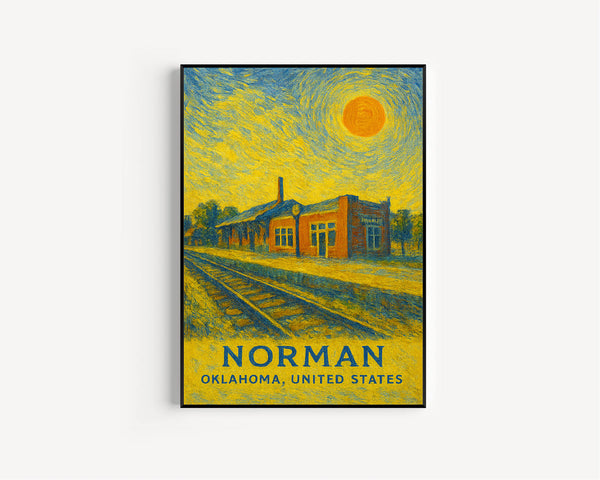 Norman Poster Print, Norman Travel Poster, Norman Van Gogh Style Wall Art, Norman, Oklahoma, United States