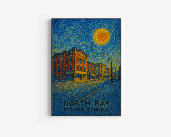 North Bay Poster Print, North Bay Travel Poster, North Bay Van Gogh Style Wall Art, North Bay, Ontario, Canada