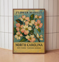 North Carolina State Flower Art Print, Flowering Dogwood 1960_s Wall Art, Neutral Pastel Botanical Market Artwork, C31-49