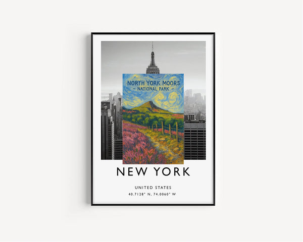North York Moors Poster, National Park Print, Travel Poster, Roseberry Topping, Yorkshire, UK, England, Vintage, York, Cleveland Way, Art