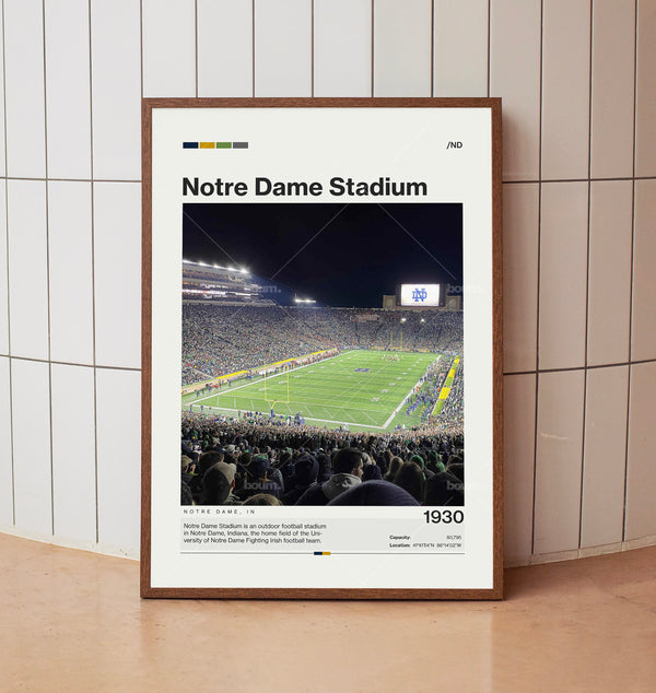 Notre Dame Stadium Poster, Fighting Irish Poster Print, NCAA Stadium Poster, NCAA Art