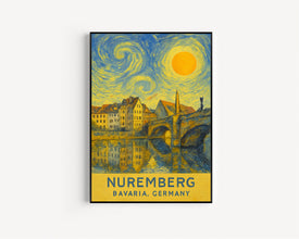 Nuremberg Poster Print, Nuremberg Travel Poster, Nuremberg Van Gogh Style Wall Art, Nuremberg, Bavaria, Germany