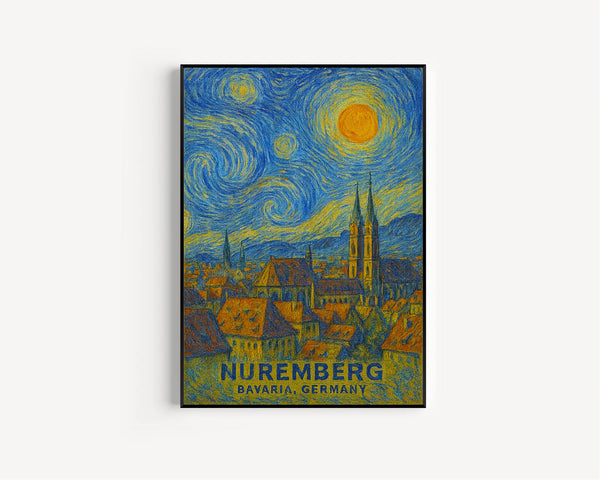 Nuremberg Poster Print, Nuremberg Travel Poster, Nuremberg Van Gogh Style Wall Art, Nuremberg, Bavaria, Germany