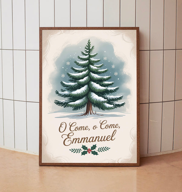 O Come Emmanuel Christmas Holiday Scripture Wall Art Print, Bible Verse  Christian
