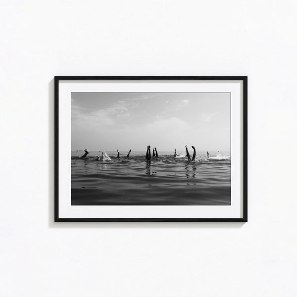 Ocean Print Swimming Poster, Beach House Black and White Wall Art, Vintage Print, Photography Prints, Museum Quality Photo Art Print 1606606070