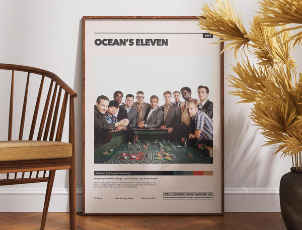 Ocean's Eleven Movie Poster, Film Poster, Wall Art, Retro Poster, Vintage Poster, George Clooney, Brad Pitt, Matt Damon, Gift Idea Poster 1890838789