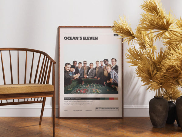 Ocean's Eleven Poster, Movie Wall Art, Retro Film, George Clooney, Brad Pitt 1890236386