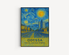 Odessa Poster Print, Odessa Travel Poster, Odessa Van Gogh Style Wall Art, Odessa, Texas, United States