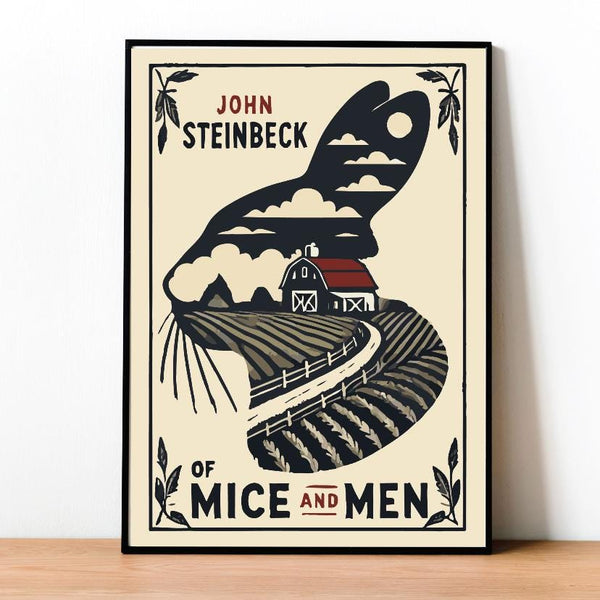 Of Mice and Men Book Cover, John Steinbeck, Poster, Wall Art, Classic Literature, Modern Design, Minimalist Print, Retro Vintage Art 1777418238