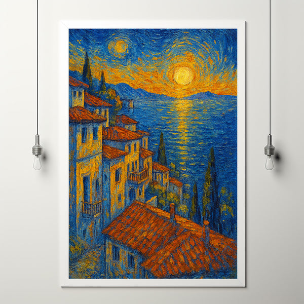 Ohrid Travel Print Wall Art, Ohrid - Macedonia City Print, Ohrid Travel Gift, Ohrid City Poster, Van Gogh style Travel Gift, Wedding Gift