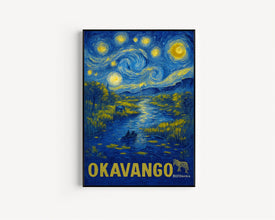 Okavango Delta Travel Poster - Botswana Wall Art Print, Africa Illustration Artwork, Home & Office decor, Gift idea, Moremi Travel print