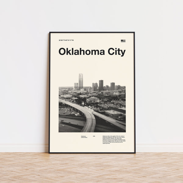 Oklahoma City Print  Oklahoma City Poster  Oklahoma City Wall Art  Mid Century Poster  Travel Print Art  Oklahoma 1595526376