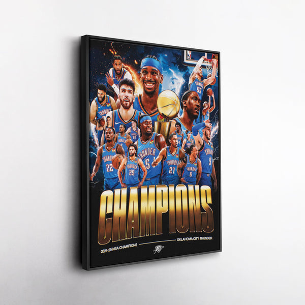 Oklahoma City Thunder 2025 NBA Champions Canvas – Basketball Fan Wall Decor 4324848801