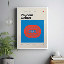 Oklahoma City Thunder Poster, Paycom Center Print, Mid Century Modern Basketball Poster-RJD4M6