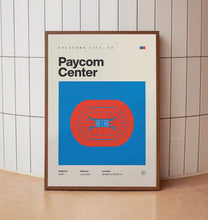 Oklahoma City Thunder Poster, Paycom Center Print, Mid Century Modern Basketball Poster-RJD4M6