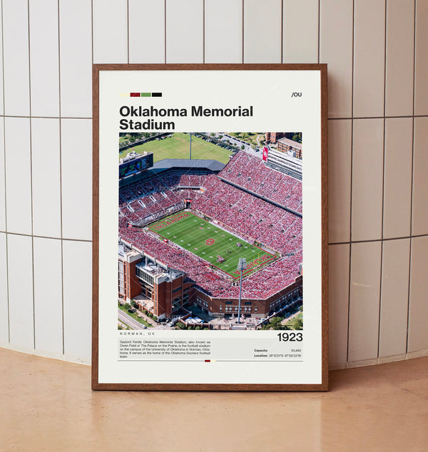 Oklahoma Sooners Stadium Art Print NCAA Football Fan Gift